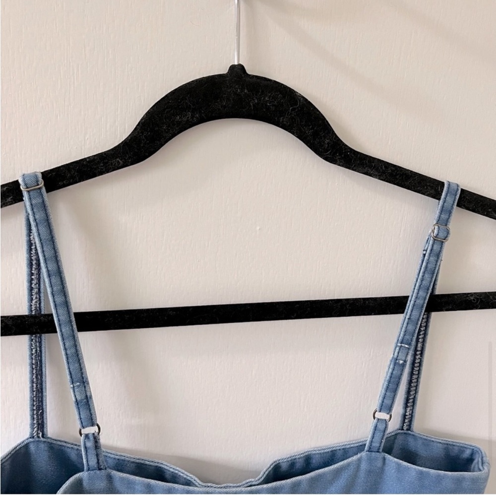 Caron Callahan Bethany Square Neck Sleeveless Denim Jumpsuit Blue LIKE NEW - Picture 7 of 16